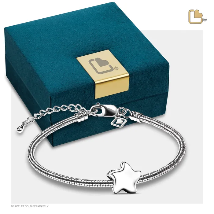 Angelic Star Polished Sterling Silver Cremation Bracelet Bead LoveUrns Treasure Bracelets