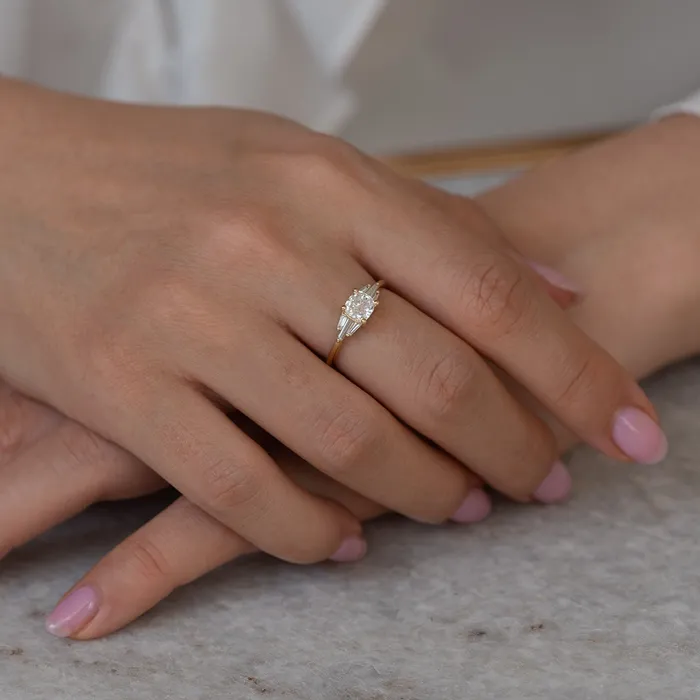 ARTEMER Deco Engagement Ring with Cushion Diamond Rings
