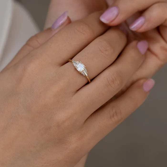 ARTEMER Deco Engagement Ring with Cushion Diamond Rings