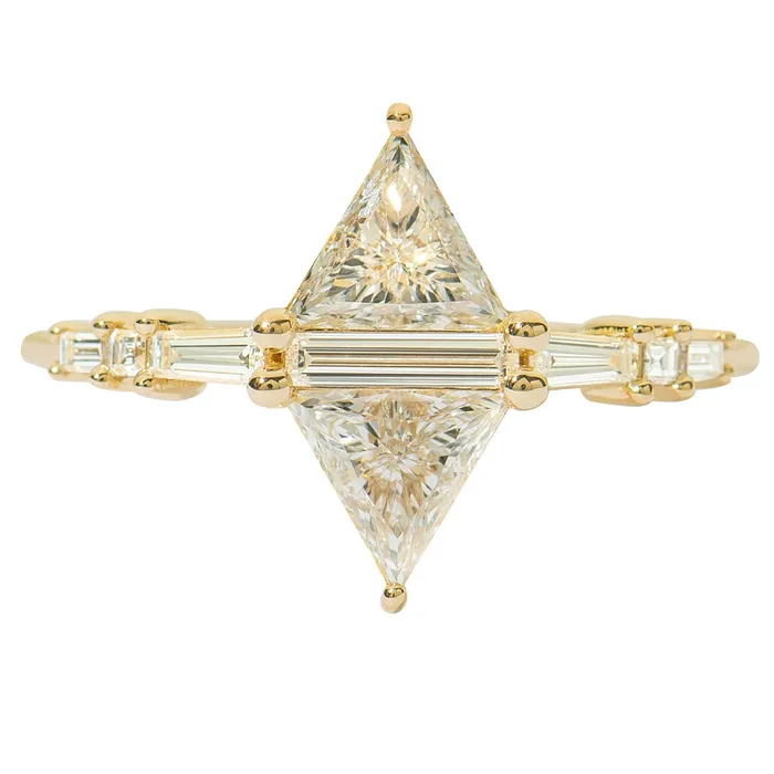 ARTEMER Geometric Engagement Ring with Triangle and Baguette Diamonds Rings ARTEMER Geometric Engagement Ring with Triangle and Baguette Diamonds Rings