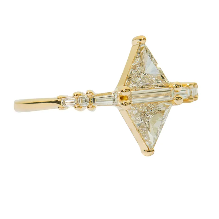 ARTEMER Geometric Engagement Ring with Triangle and Baguette Diamonds Rings