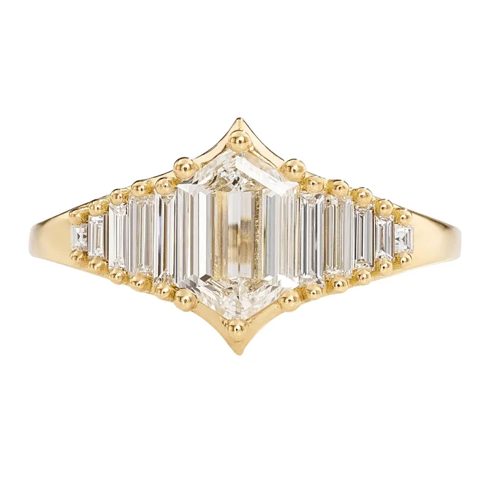 ARTEMER Rings Art Deco Inspired Engagement Ring with One of a Kind step cut Diamond ARTEMER Rings Art Deco Inspired Engagement Ring with One of a Kind step cut Diamond