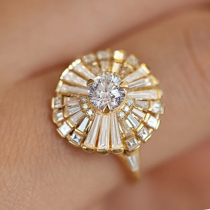 ARTEMER Rings Diamond Ring with Tapered Baguette Diamonds