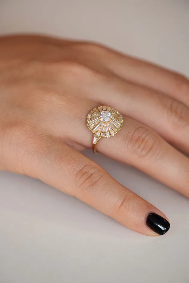 ARTEMER Rings Diamond Ring with Tapered Baguette Diamonds