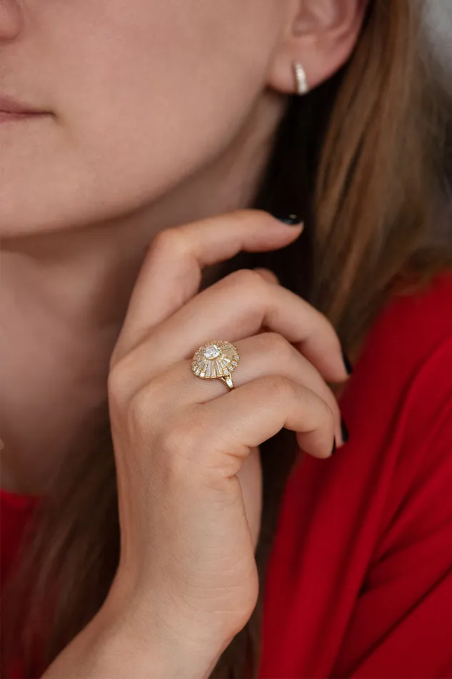 ARTEMER Rings Diamond Ring with Tapered Baguette Diamonds