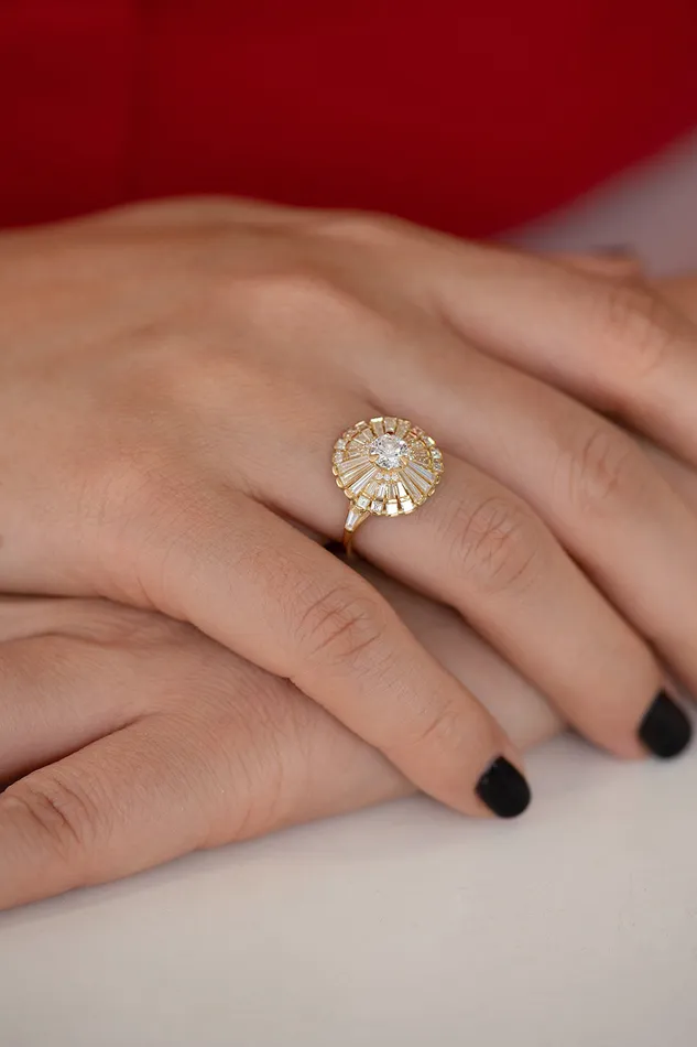 ARTEMER Rings Diamond Ring with Tapered Baguette Diamonds