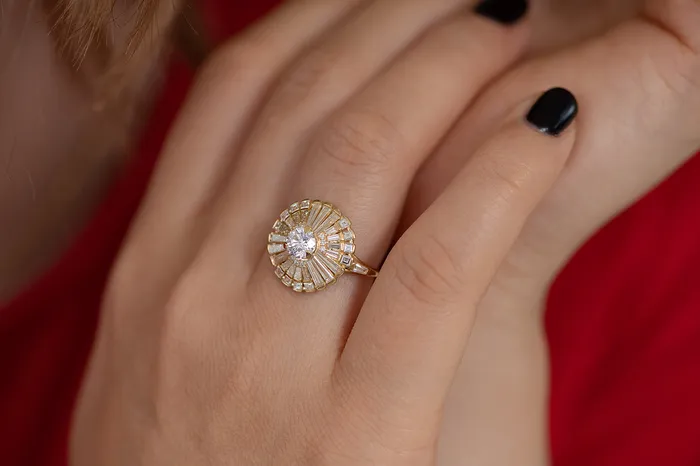 ARTEMER Rings Diamond Ring with Tapered Baguette Diamonds