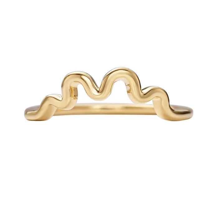 ARTEMER Rings Wave Solid Gold Wedding Band