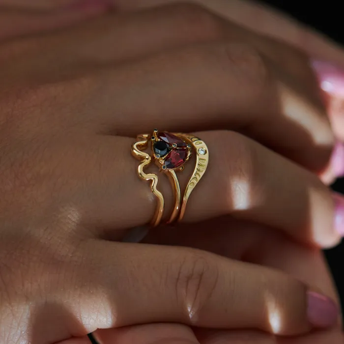 ARTEMER Rings Wave Solid Gold Wedding Band ARTEMER Rings Wave Solid Gold Wedding Band