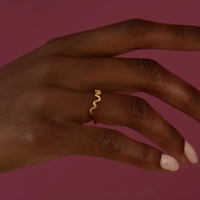 ARTEMER Rings Wave Solid Gold Wedding Band ARTEMER Rings Wave Solid Gold Wedding Band