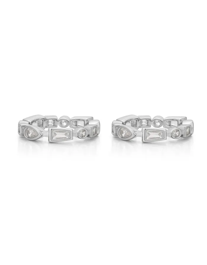 Bezel Stone Ring Set Silver Luv Aj Rings