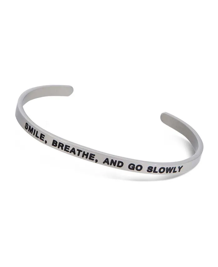 Bracelets Smile Breathe and Go Slowly Metal Cuff Bracelet Buddha Groove
