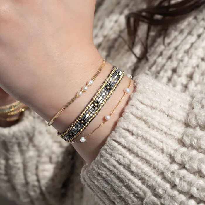 Cashmere Bead and Pearl Thin Bracelet Suenia Zurich Bracelets