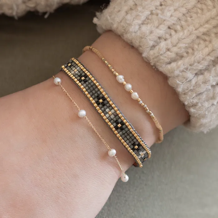 Cashmere Bead and Pearl Thin Bracelet Suenia Zurich Bracelets