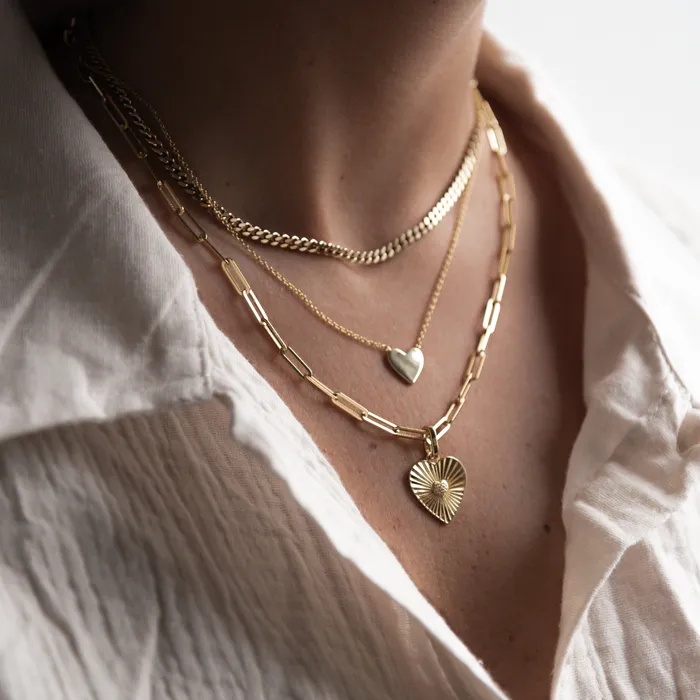 Charm Necklaces Suetables Hattie Fluted Heart Charm