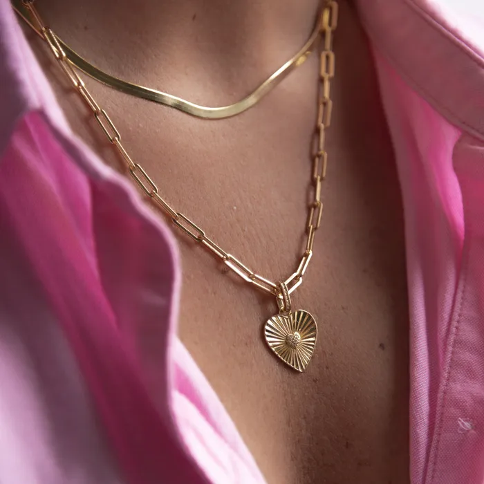 Charm Necklaces Suetables Hattie Fluted Heart Charm