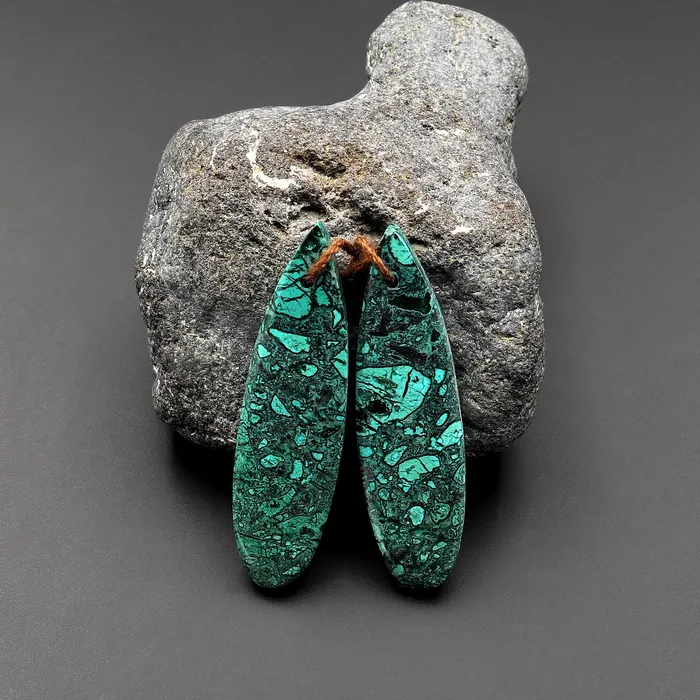 Drilled Natural Green Blue Chrysocolla Teardrop Earring Pair Matched Cabochon Gemstone Beads A2 Intrinsic Trading Earrings Drilled Natural Green Blue Chrysocolla Teardrop Earring Pair Matched Cabochon Gemstone Beads A2 Intrinsic Trading Earrings