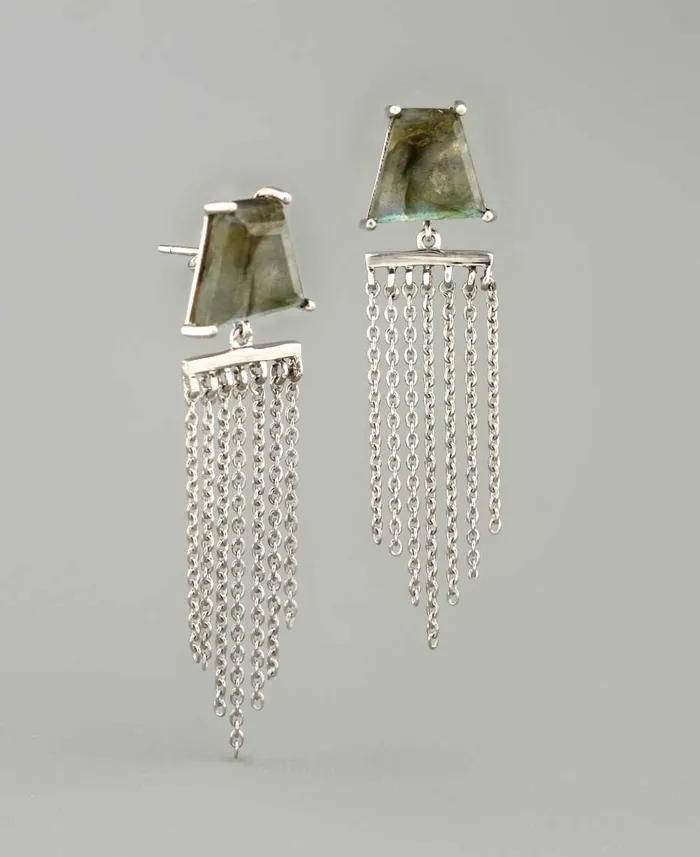 Earrings Buddha Groove Labradorite Chandelier Earrings Sterling Silver