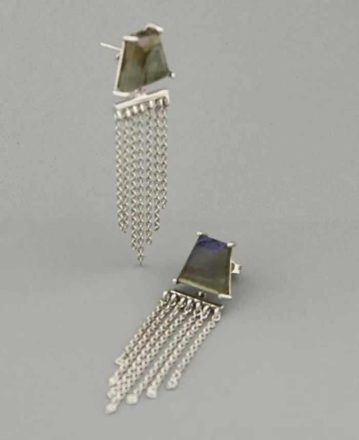 Earrings Buddha Groove Labradorite Chandelier Earrings Sterling Silver