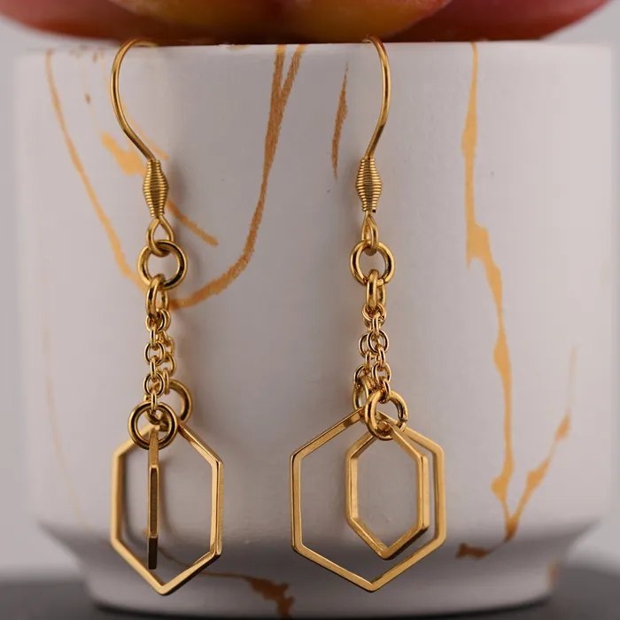 Earrings Gold Geometric Earrings Captive Collars