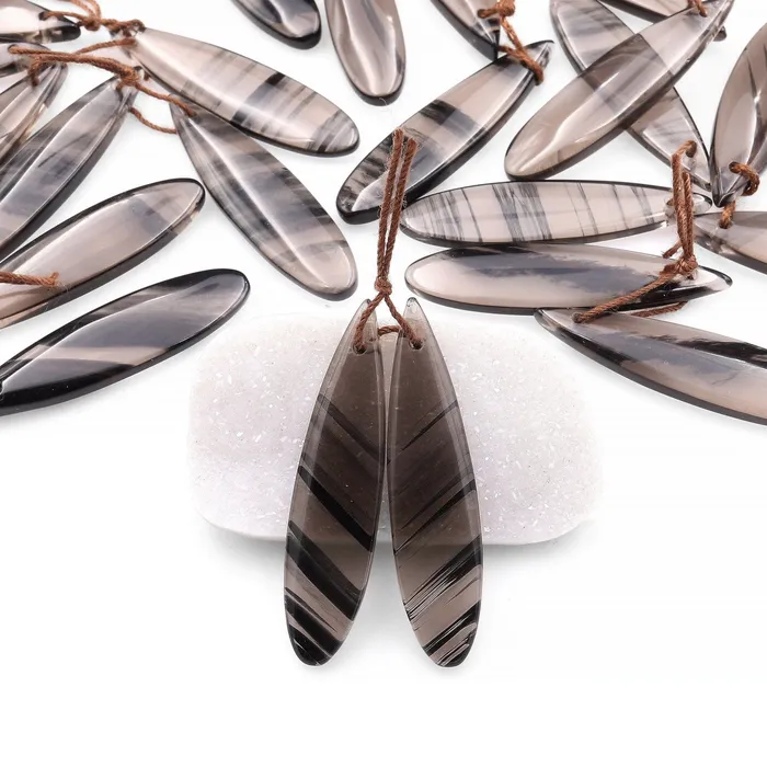 Earrings Intrinsic Trading AAA Real Natural Striped Ice Obsidian Earring Pair Matched Teardrop Gemstone Beads