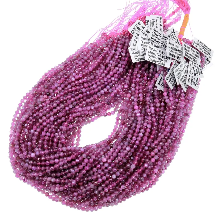 Earrings Intrinsic Trading Genuine Natural Star Ruby Faceted 3mm 4mm Round Beads Real Gemstone Micro Diamond Cut 155 Strand