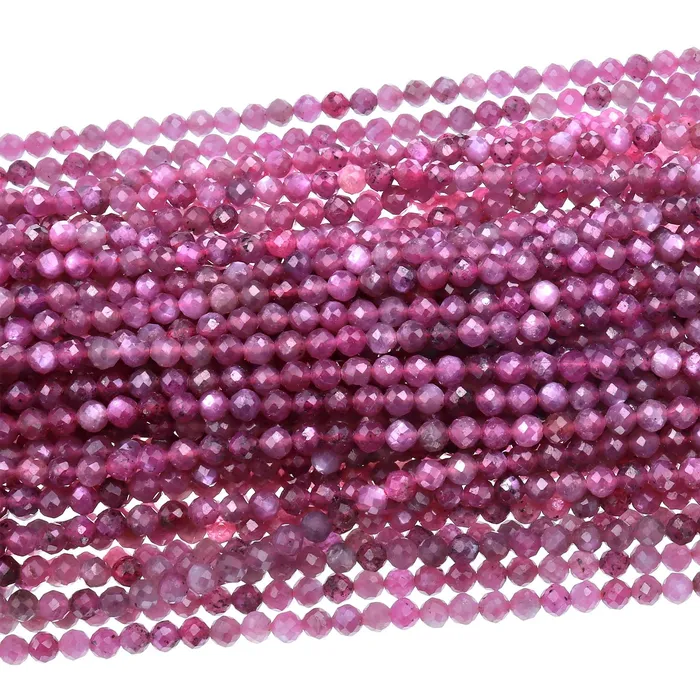 Earrings Intrinsic Trading Genuine Natural Star Ruby Faceted 3mm 4mm Round Beads Real Gemstone Micro Diamond Cut 155 Strand