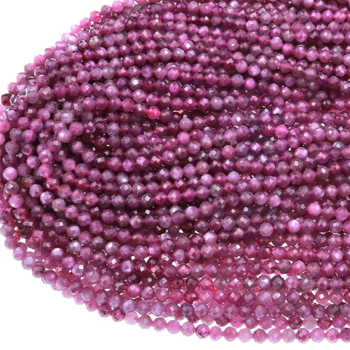 Earrings Intrinsic Trading Genuine Natural Star Ruby Faceted 3mm 4mm Round Beads Real Gemstone Micro Diamond Cut 155 Strand