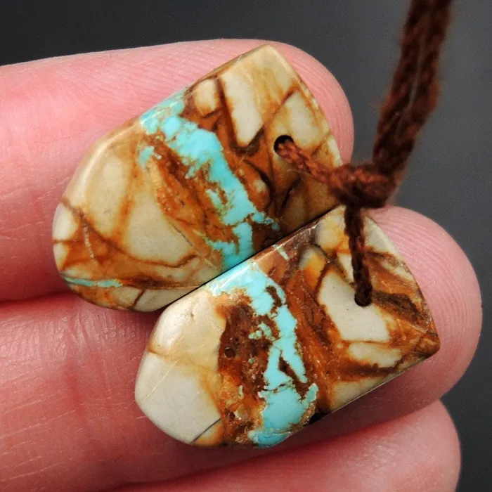 Earrings Intrinsic Trading Natural Turquoise From Royston Nevada Cabochon Cab Pair Drilled Matched Earrings Bead Pair E3281
