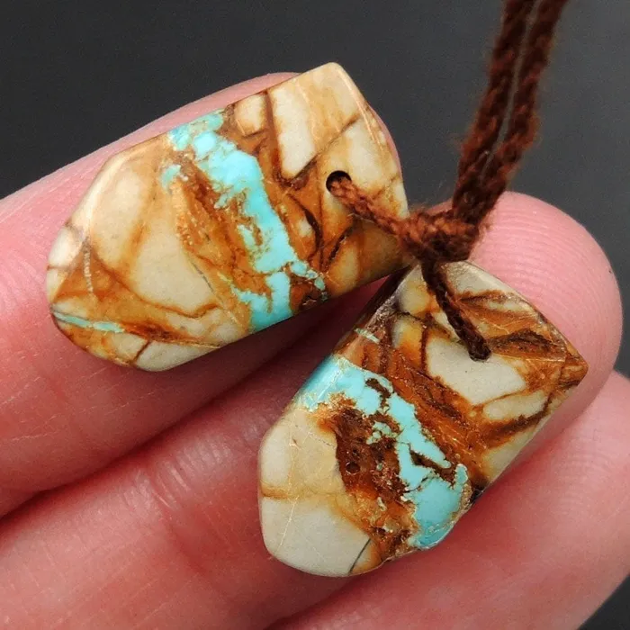Earrings Intrinsic Trading Natural Turquoise From Royston Nevada Cabochon Cab Pair Drilled Matched Earrings Bead Pair E3281