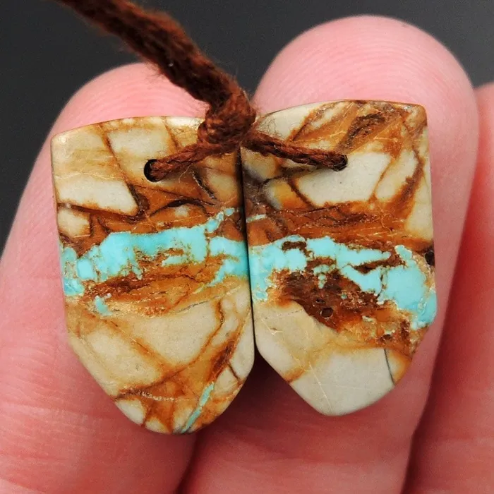 Earrings Intrinsic Trading Natural Turquoise From Royston Nevada Cabochon Cab Pair Drilled Matched Earrings Bead Pair E3281