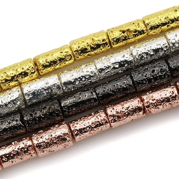 Earrings Intrinsic Trading Titanium Lava Tube Cylinder Bead 10x6mm Natural Volcanic Rock Stone Metallic Gold Silver Black Gunmetal Rose Gold Electroplated 16 Strand Earrings Intrinsic Trading Titanium Lava Tube Cylinder Bead 10x6mm Natural Volcanic Rock Stone Metallic Gold Silver Black Gunmetal Rose Gold Electroplated 16 Strand