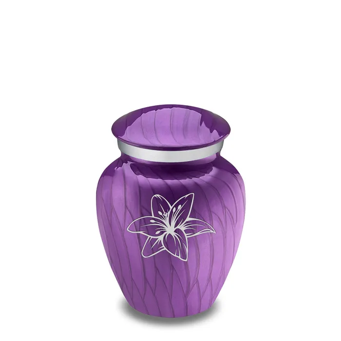 Earrings Keepsake Embrace Pearl Purple Lilies Cremation Urn GetUrns