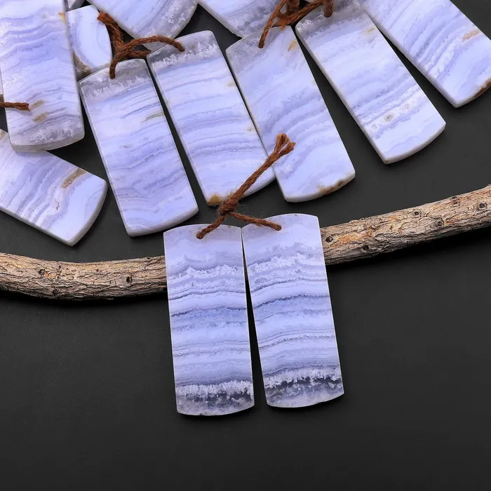 Earrings Natural Blue Lace Agate Earring Pair Gemstone Flat Rectangle Matched Beads A3 Intrinsic Trading Earrings Natural Blue Lace Agate Earring Pair Gemstone Flat Rectangle Matched Beads A3 Intrinsic Trading