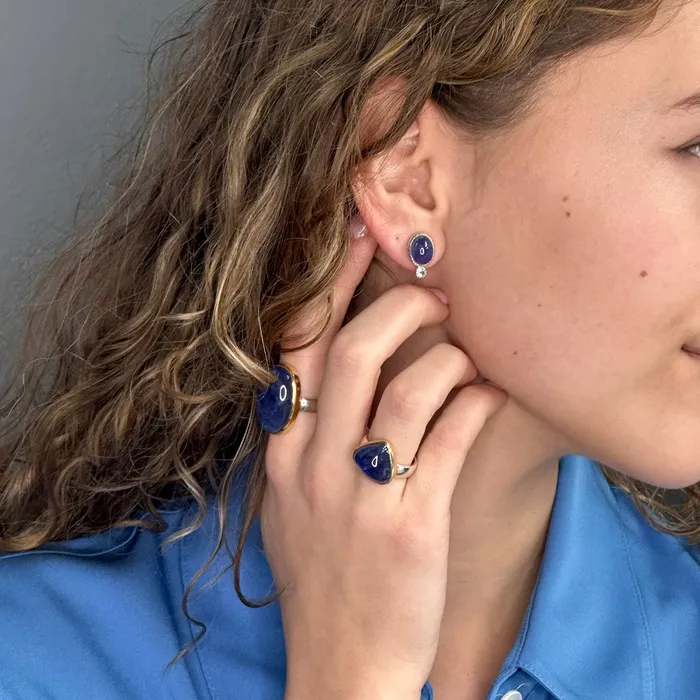Earrings Q Evon Silver Tanzanite Stud Earrings