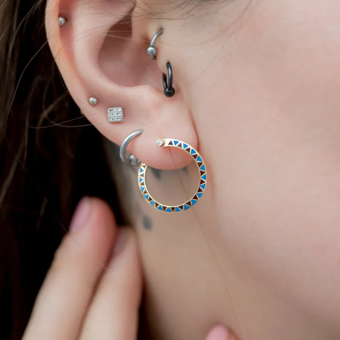 Earrings Spiral Hoop Earrings with a Chevron Pattern ARTEMER