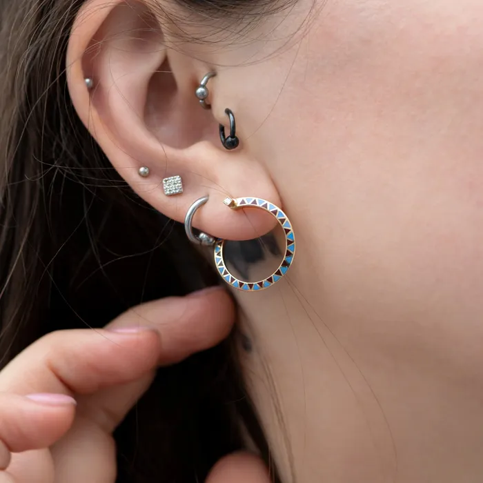 Earrings Spiral Hoop Earrings with a Chevron Pattern ARTEMER