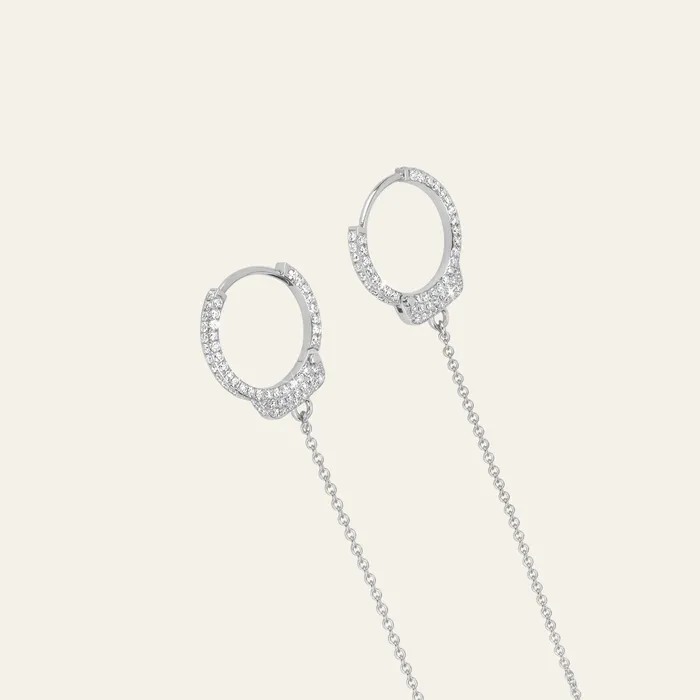 Hand crafted in 18k white gold and set with 132 highquality round brilliant cut diamonds Earrings Love Lockdown Diamond Earrings