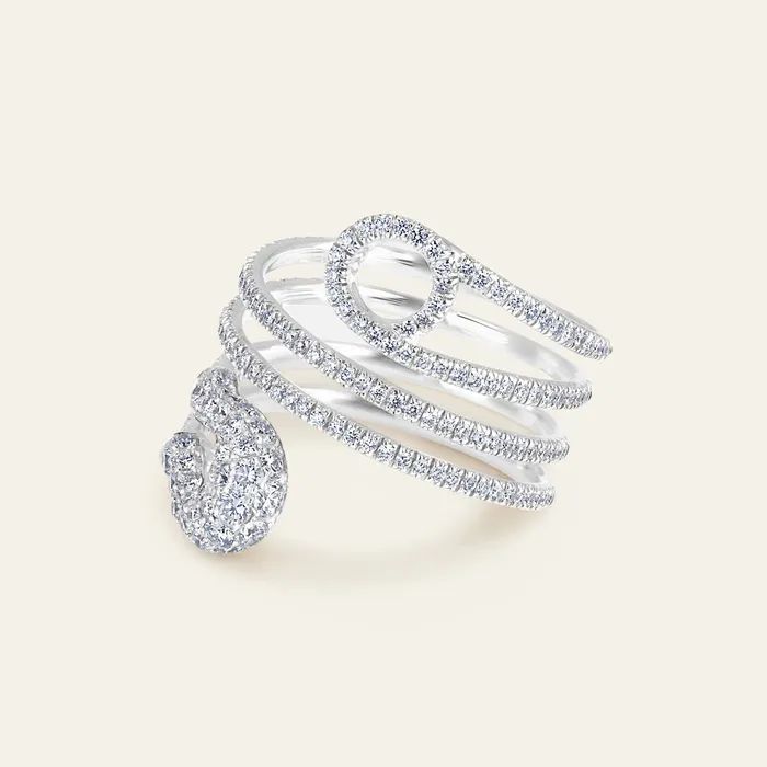 Hand crafted in 18k white gold and set with 215 highquality round brilliant cut diamonds Rings Securus Diamond Ring