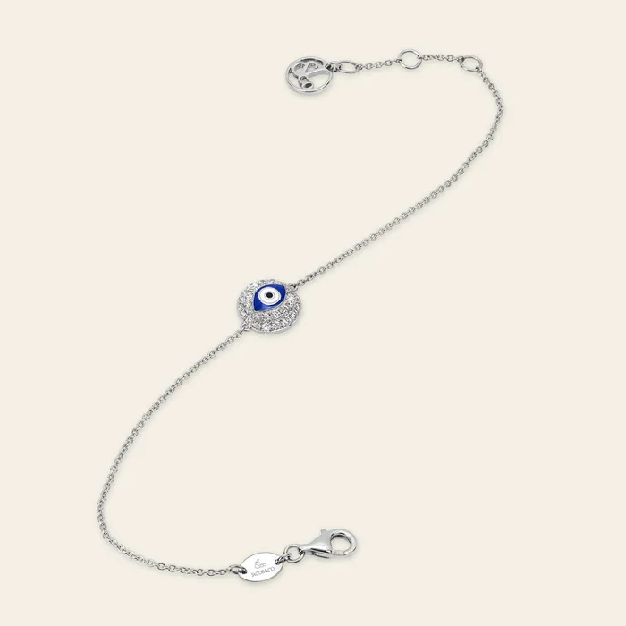 Hand crafted in 18k white gold and set with 32 highquality round brilliant cut diamonds Bracelets Evil Eye Diamond Bracelet