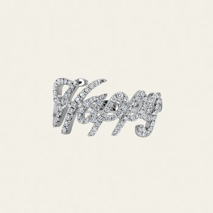 Hand crafted in 18k white gold and set with 86 highquality round brilliant cut diamonds Rings Happy Diamond Ring