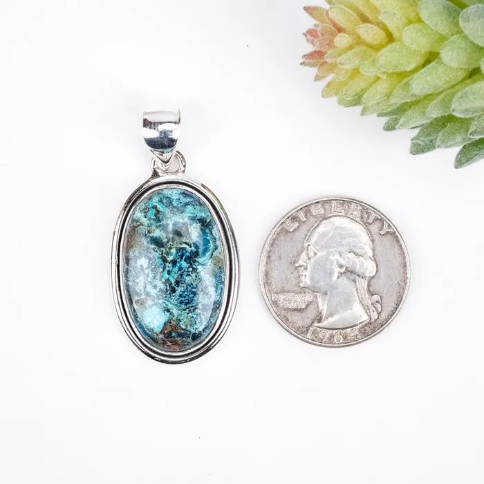 InnerVision Crystals Necklaces Azurite Pendant 881 g 41x20mm 925 Silver