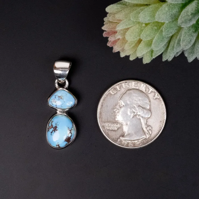 InnerVision Crystals Necklaces Golden Hill Turquoise Pendant 355 g 31x11mm 925 Silver