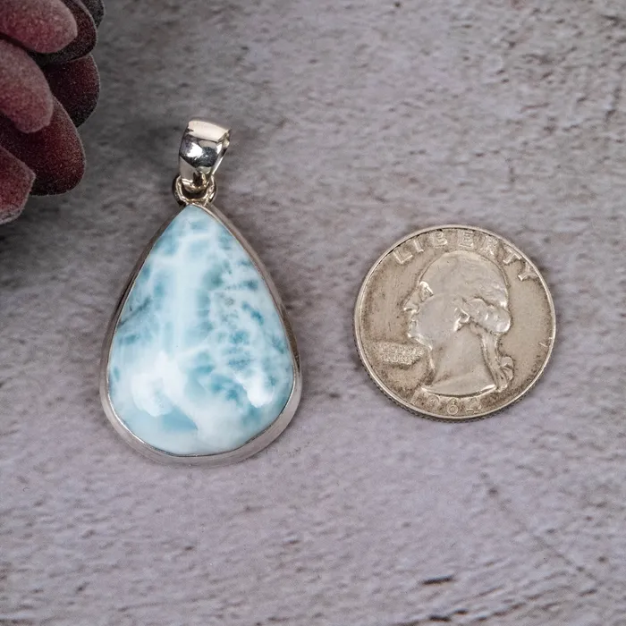 InnerVision Crystals Necklaces Larimar Pendant 1279 g 42x24mm 925 Silver