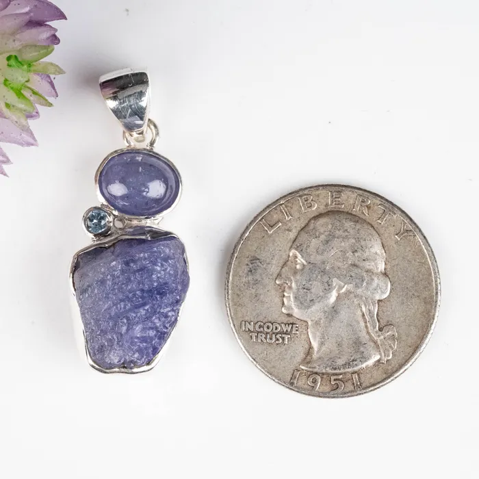 InnerVision Crystals Necklaces Tanzanite Blue Topaz Pendant 640 g 35x13mm 925 Silver