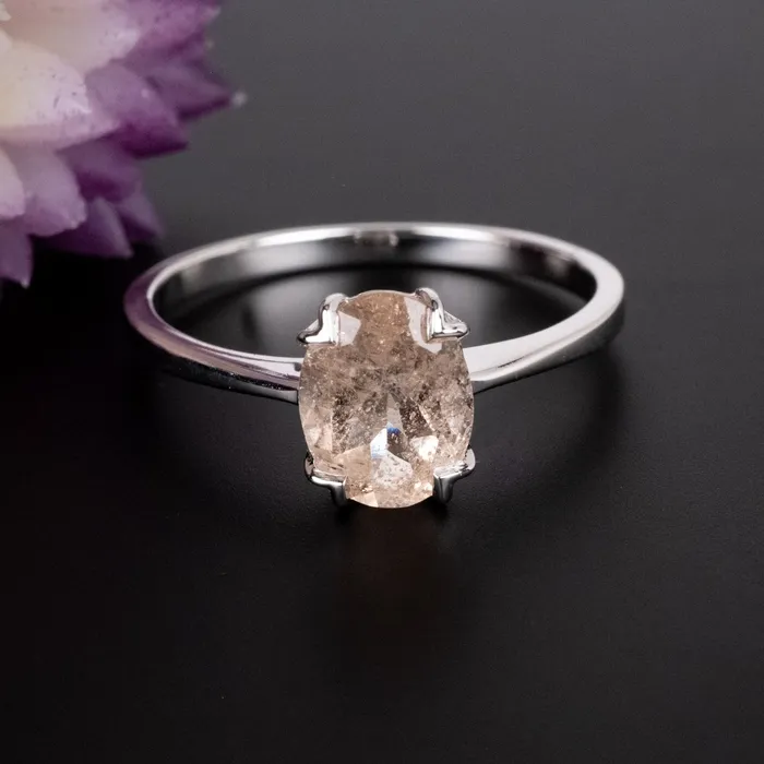 InnerVision Crystals Rings Morganite 9x7mm Ring 925 Silver Choose Size