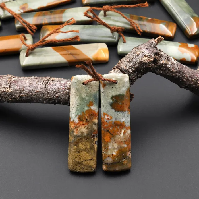Intrinsic Trading Earrings From Oregon Natural Owyhee Picture Jasper Rectangle Earrings Drilled Matched Gemstone Beads Pair Intrinsic Trading Earrings From Oregon Natural Owyhee Picture Jasper Rectangle Earrings Drilled Matched Gemstone Beads Pair