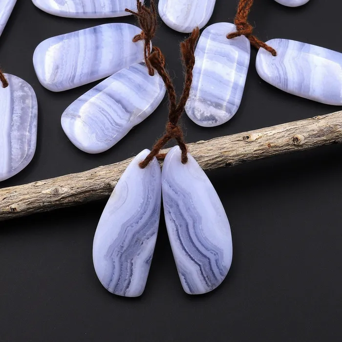 Intrinsic Trading Earrings Natural Blue Lace Agate Earring Pair Gemstone Matched Feeform Drop Beads Intrinsic Trading Earrings Natural Blue Lace Agate Earring Pair Gemstone Matched Feeform Drop Beads