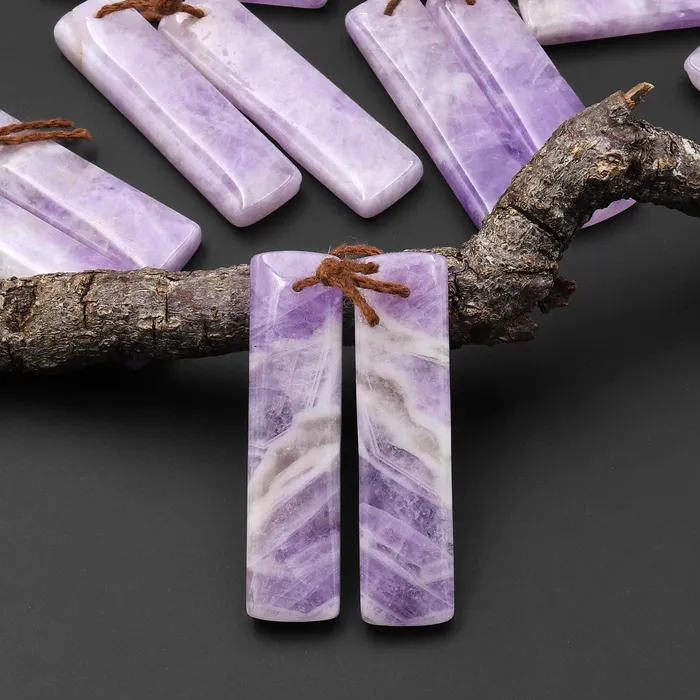 Intrinsic Trading Earrings Natural Lilac Amethyst Earring Pair Rectangle Matched Gemstone Beads Intrinsic Trading Earrings Natural Lilac Amethyst Earring Pair Rectangle Matched Gemstone Beads
