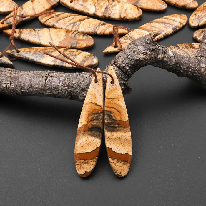 Intrinsic Trading Earrings Natural Picture Jasper Desert Jasper Earring Pair Cabochon Cab Drilled Matched Earring Pair Teardrop Stone Bead Pair A6 Intrinsic Trading Earrings Natural Picture Jasper Desert Jasper Earring Pair Cabochon Cab Drilled Matched Earring Pair Teardrop Stone Bead Pair A6